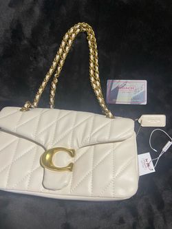 Coach Tabby Shoulder Bag 26 with Pillow Quilting in Brass/Chalk (white)