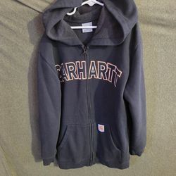 Carhartt Kids Black Hooded Zip Sweatshirt with Logo