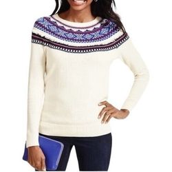 Vtg Talbots Fair Isle Fringe Detail Soft Lambswool Blend Pullover Winter Sweater, Sz Mp