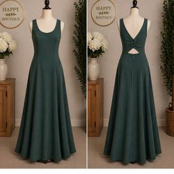 Azazie Kendall + Kylie Emerald Green Cutout Maxi Dress XS A0 Formal Prom Bridesmaid