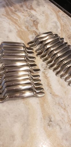 Brushed nickel kit hen handles. 28