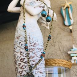 Nautical Turquoise Necklace And Earring Set