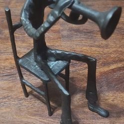 Cast Iron Trumpet Player Statue