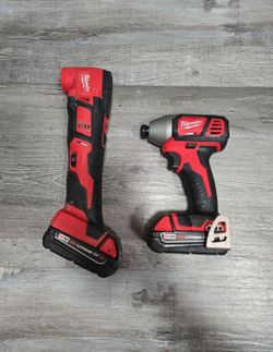 MILWAUKEE M18 IMPACT DRIVER AND M18 MULTI-TOOL WITH 2 BATTERYS NO CHARGER