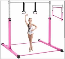 Safly Fun Gymnastics Bar for Kids Ages 3-15 | Sturdy Steel Home Gym, Adjustable Height (3 to 5 ft) with Anti-Slip Base, Easy Assembly  232  100$