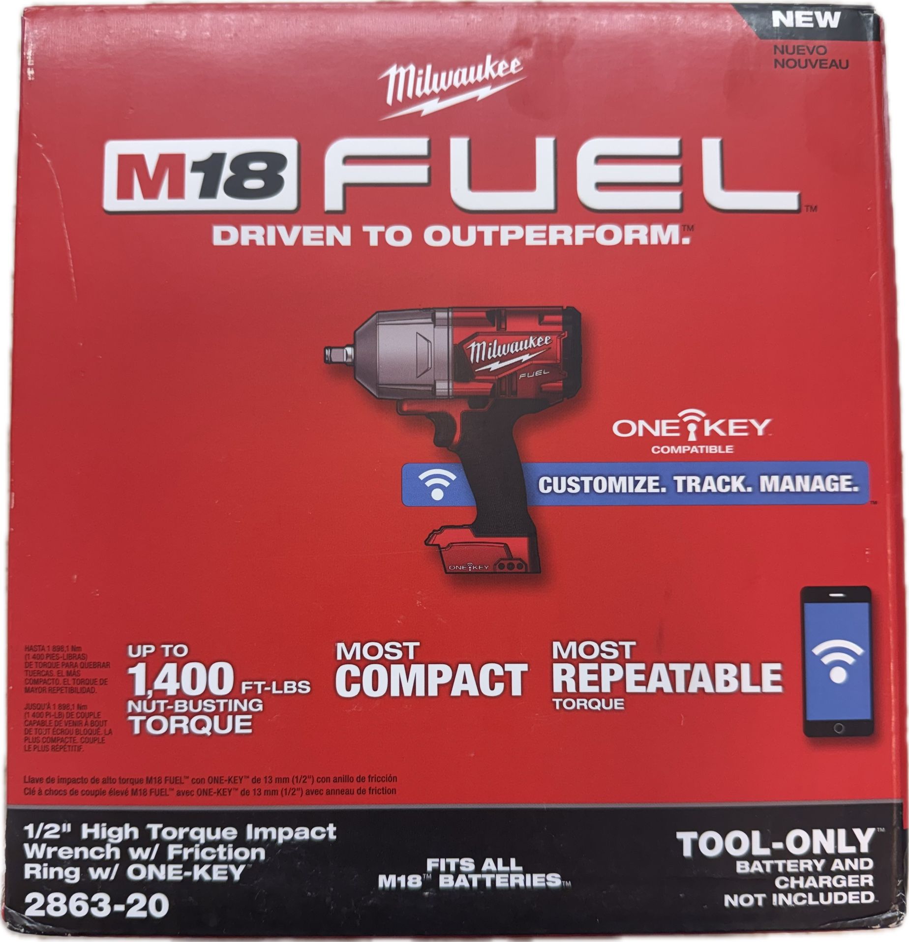 Milwaukee M18 Fuel 1/2" High Torque Impact Wrench w/ Friction Ring w/ ONE-KEY