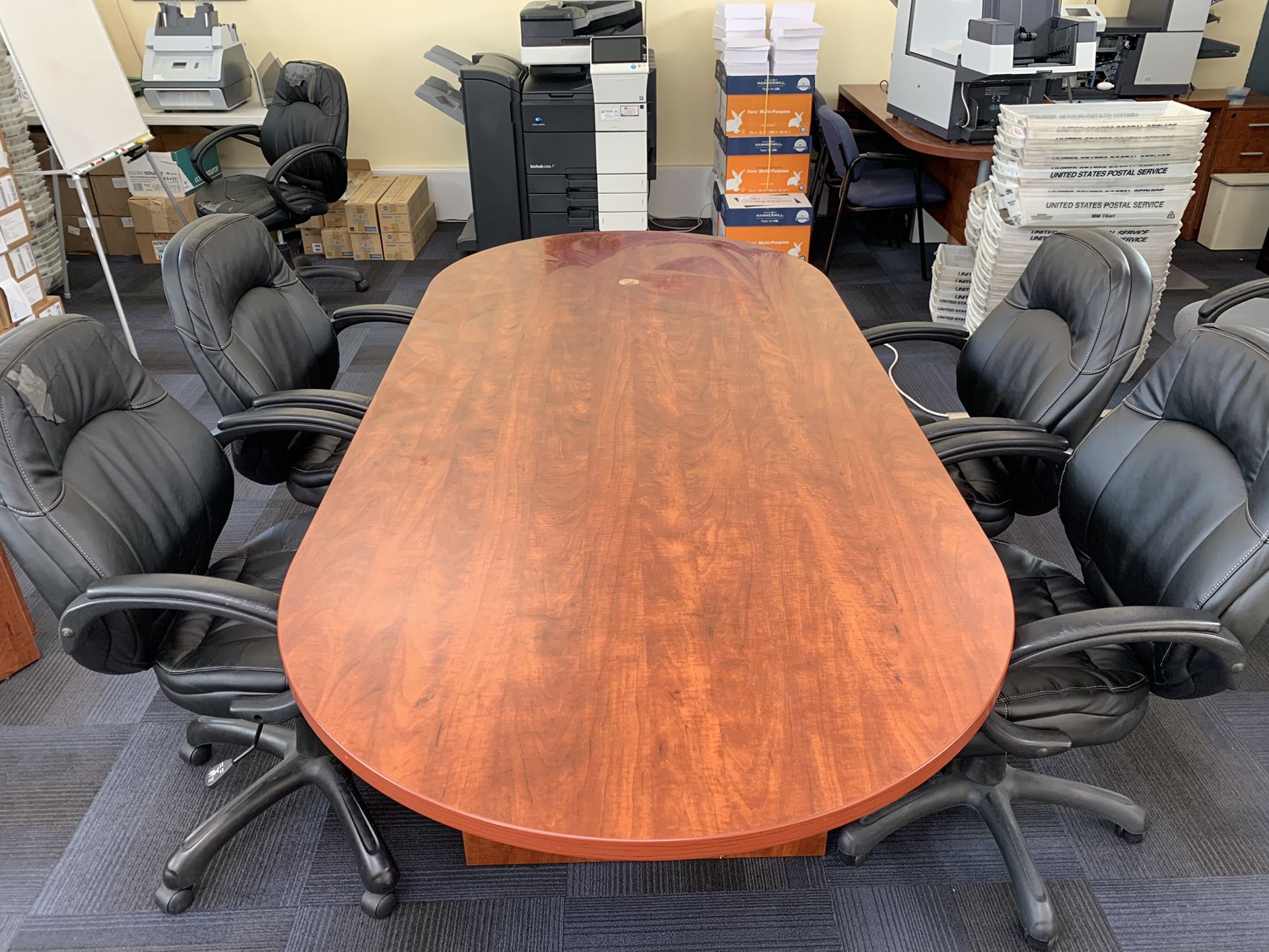 Quality Wood Conference Table w/ 4 Chairs