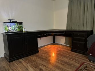 Large Black L-Shaped Office Desk and Chair– All Proceeds Pay For Medical Expenses