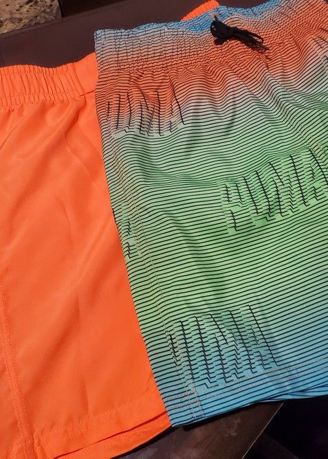 Puma Ombre Swim Trunks & Orange Puma Youth Beach Shorts Size Small