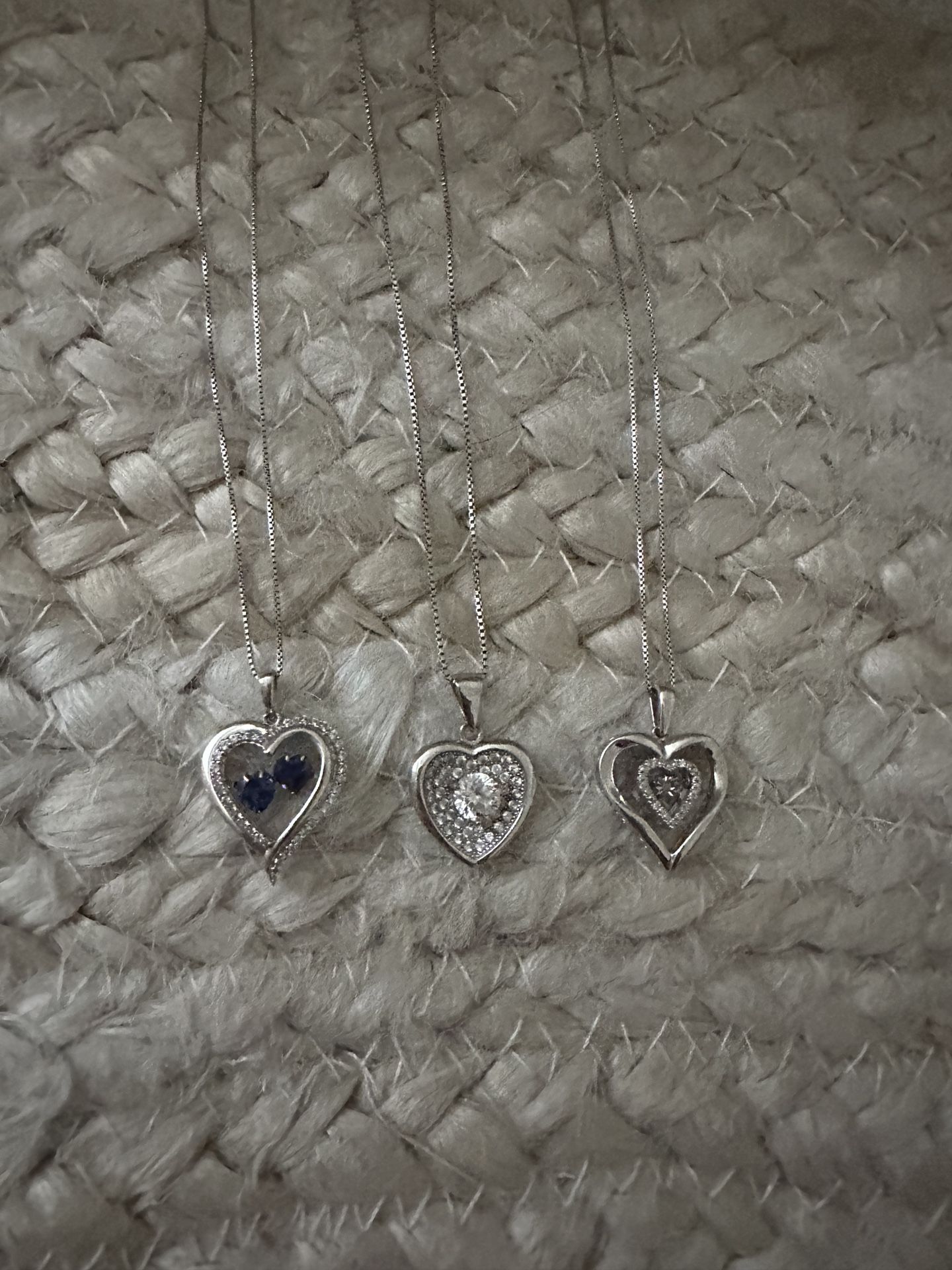 Sterling silver diamond heart necklaces 