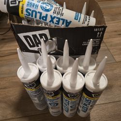 DAP Alex Plus silicone-acrylic caulk, white.