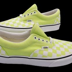 VANS Era Checkboard Green/true white Men’s Size 7M Usa Women’s Size 8.5 M Usa 