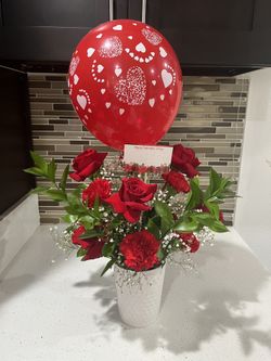 Rose Flower Balloon Vase Bouquet