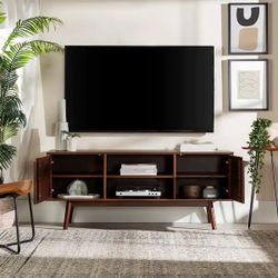 58’’ Solid Wood Entertainment Center - Mod Century Modern 