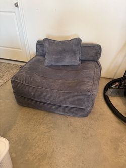 Gray Corduroy Oversized Lounge Chair