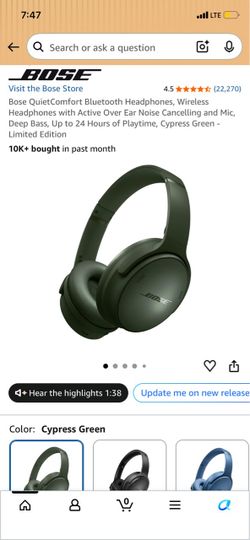 Cypress green Bose QuietComfort Bluetooth Headphones