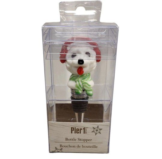 2016 Pier 1 Imports Dog Puppy Christmas Holiday Wine Bottle Stopper