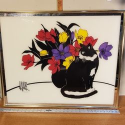 Mirror Framed Cat By Laurel Glass Wall Art