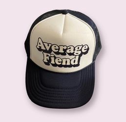NEW Blue Average Fiend Retro Bubble Font Two Tone Foam Mesh Trucker Hat Snapback