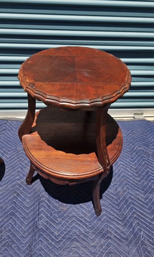 Antique two-tiered side table