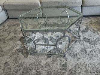 Silver mirrored coffee table, and table, entry table set Silver mirrored coffee table, end table, & entry table set