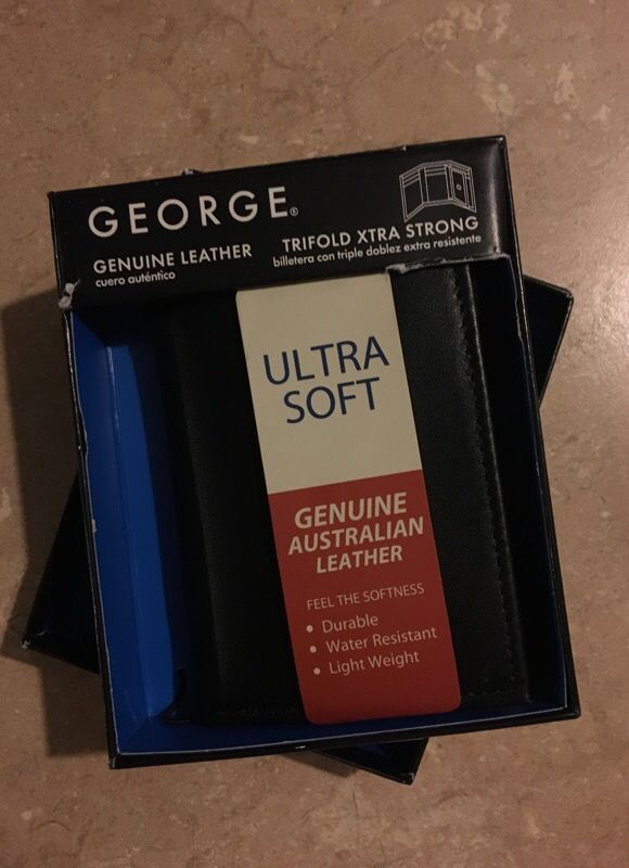 Trifold Black Leather Wallet New