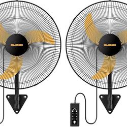 20 Inch Wall Mount Fan Oscillating, Extended 3.3ft Wired Remote and 6.6ft Power Cord, 3-Speed Industrial Wall Mounted Fan for Commercial, Greenhouse, 
