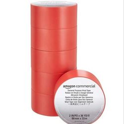 Commercial General Purpose Vinyl Tape, 0.13mm x 2" x 33M, Red - pack of 6