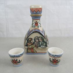Russian "Capital Porcelain Manufacturer" Vtg. Decanter & Shot Glasses