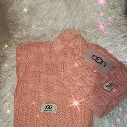 NEW UGG HAT AND SCARF SET (PINK)