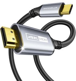 USB-C to HDMI Cable 6Ft [4K@60Hz] High-Speed USB Type C to HDMI 2.0 Braided Cord (Thunderbolt 3/4 Compatible) for iPhone 15 Series, MacBook Pro/Air, i