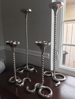 Pewter silver candle holders
