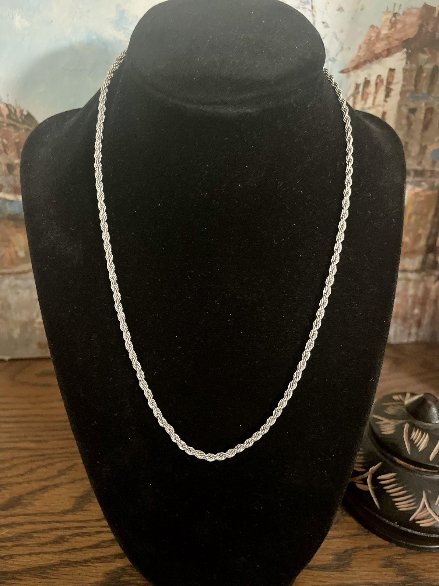 24 K White Gold Layered Rope Chain