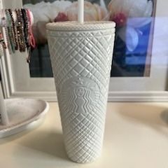 Starbucks White Gloss Jeweled Siren Anniversary China 24oz.