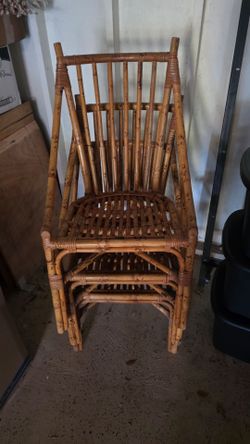 Rattan Bamboo Armchair with Spindle Back