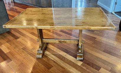Rustic Solid Wood Trestle Coffee Table – Farmhouse Style