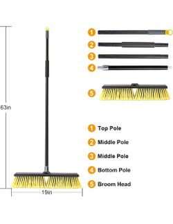 18 Inches Push Broom Outdoor- Heavy Duty Broom with 63" Long