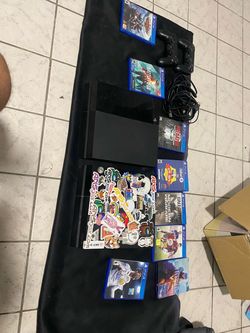PS4 lot 1 fully working console 1 for parts games, two power cords plus games