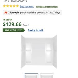 Delta 40154 Bathtub Wall Set Pro Series 57" H X 60" W X 32"