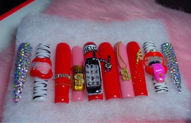 Custom Press-On Nails Set 3D Charms