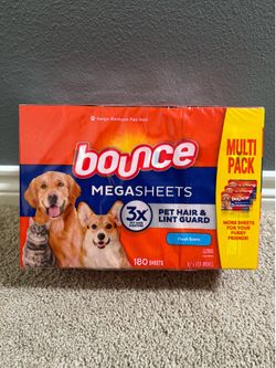 NEW Bounce Pet Hair & Lint Guard MegaSheets – 180 Count