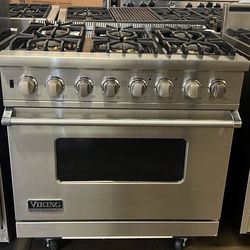 Viking 36”Wide Dual Fuel Range Stove Stainless Steel 6Burners 