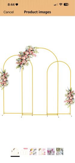 Metal Arch Backdrop Stand Set of 3 Gold Wedding Arch Stand 7.2FT & 6.6FT & 6FT Arched Backdrop Frame for Birthday Party Baby Shower Graduation Ceremon