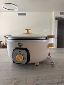 GreenLife Slow Cooker – Cream/Wood Finish