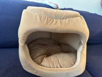 Tan Plush Pet Cave Bed