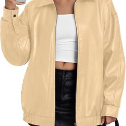 Trendy Queen Womens Leather Jacket, Oversized Going Out & Everyday Statement Piece, Bomber Jacktes Moto Coat (large)