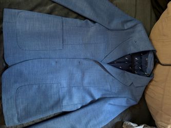 Men's Blue Textured Suit Jacket 38R