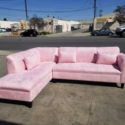 Brand NEW 7X9FT And 9x7ft SECTIONAL CHAISE Lounge  Pink Microfiber  Custom Made Available 