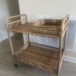 Rattan bar cart wicker