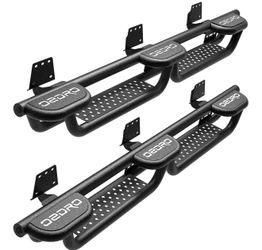 OEDRO Running Boards Compatible With 2019-2026 Dodge Ram 1500 New Body Crew Cab (Not Fit 1500 Classic), Bed Access Side Steps, Two Stairs Nerf Bars Bl
